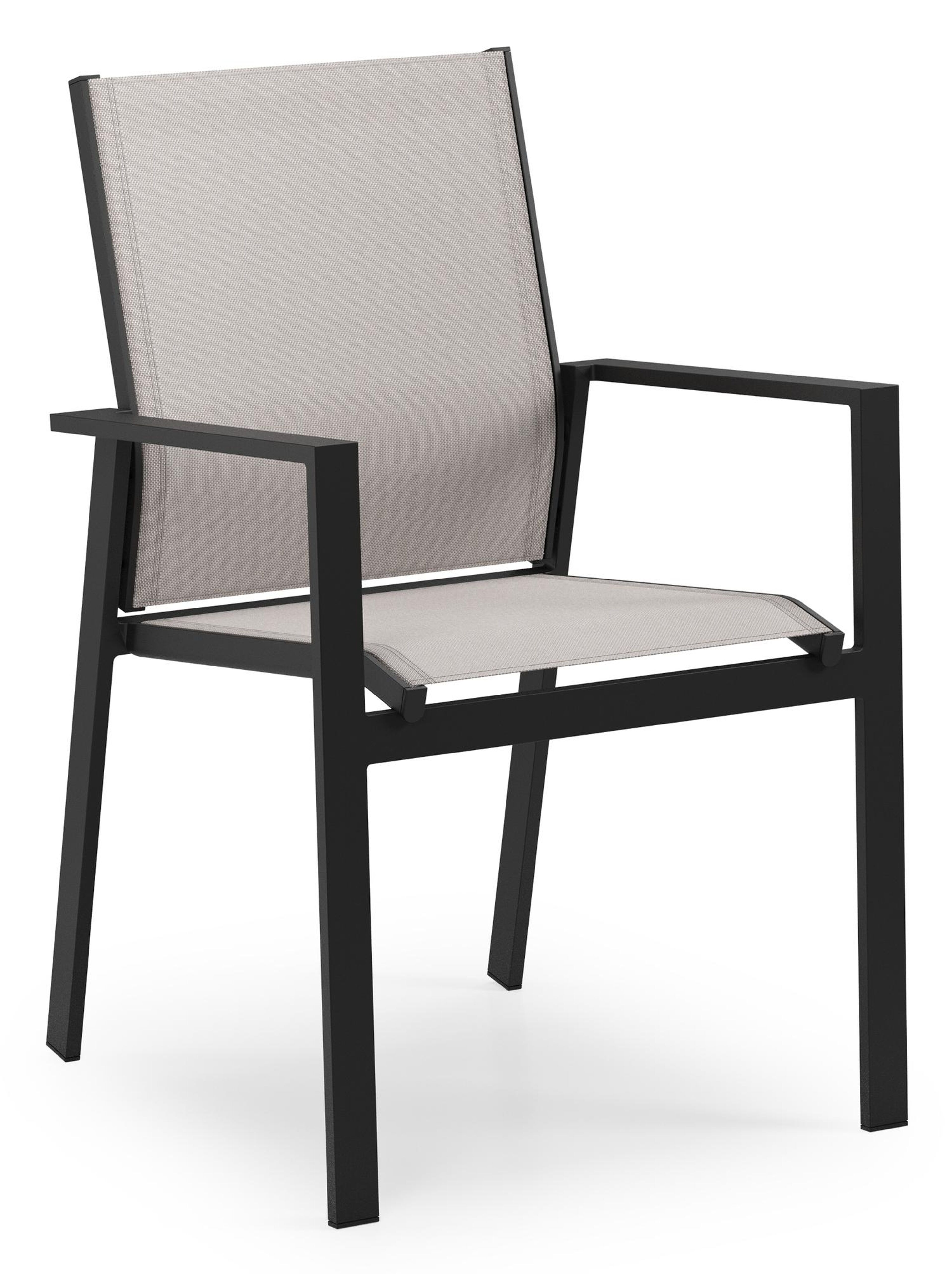 Bahia tuinstoel in zwart aluminium en beige textilene