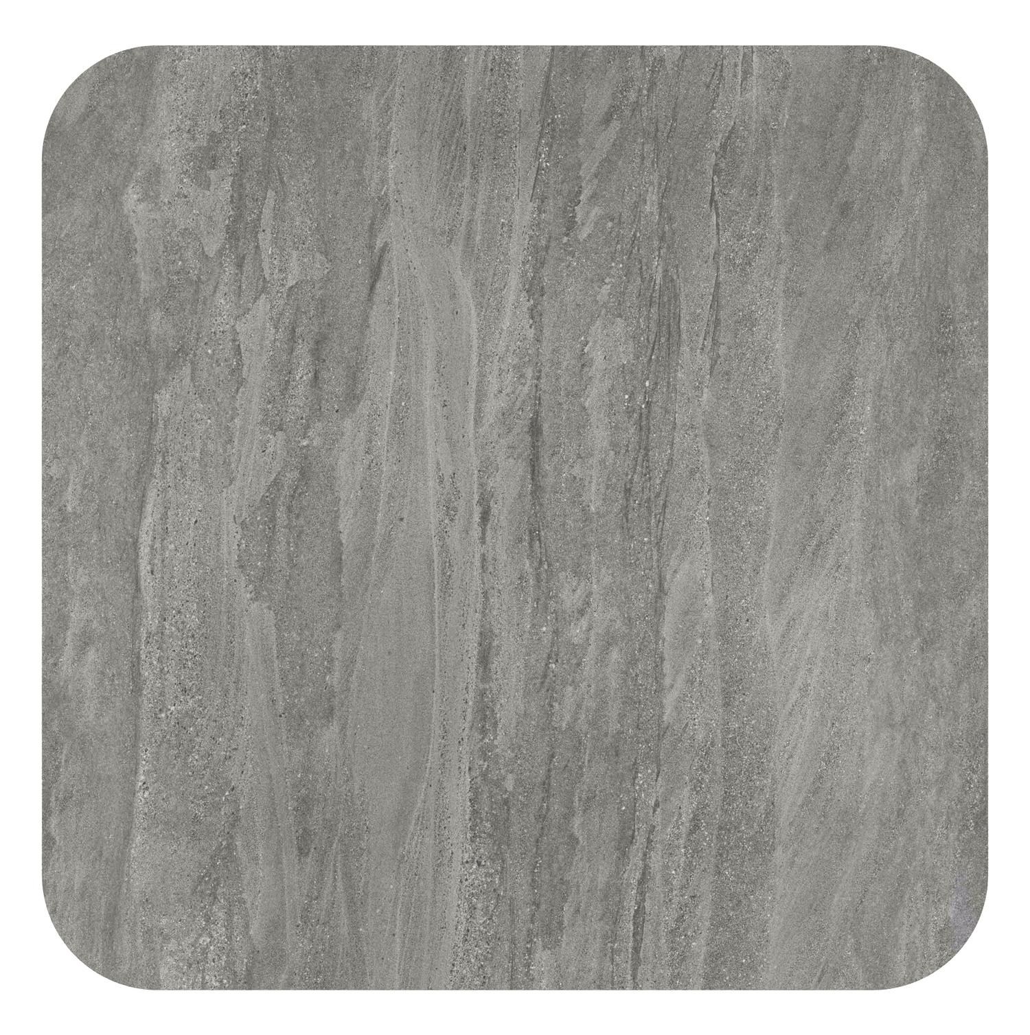 Table de jardin low dining Amico carré arrondi en aluminium blanc et céramique pleine Aspen Grey - Lg. 148 x Lrg. 148 x Haut. 61 cm