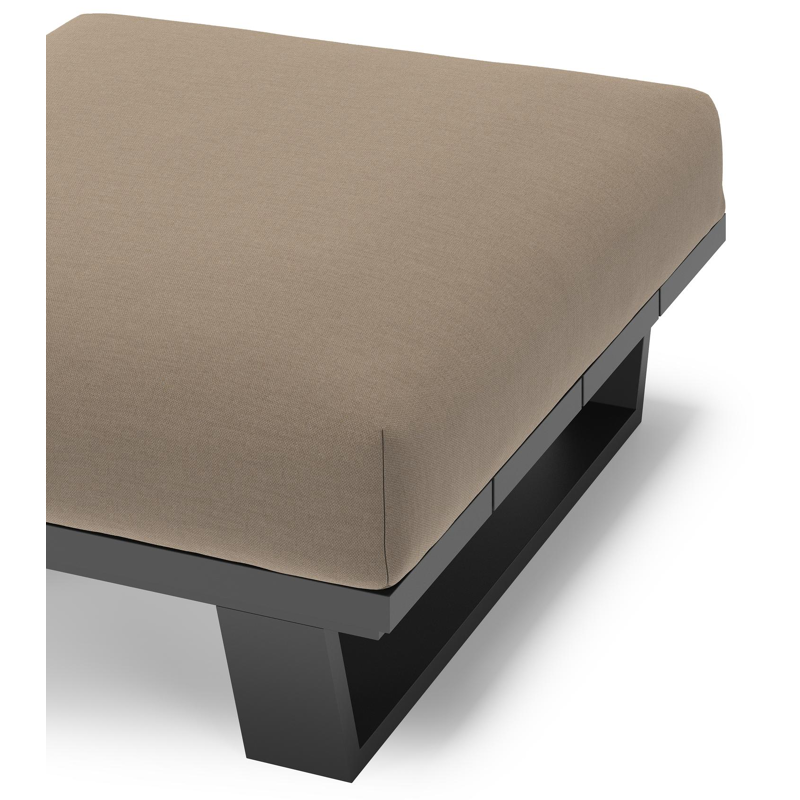 Pagino poef in zwart aluminium met natte heather grey all weather sunbrella® luxe kussen