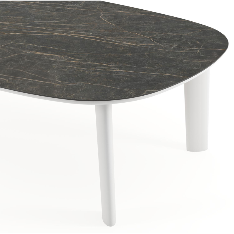 Table de jardin Amico bombo xl en aluminium blanc et céramique pleine Black Obsession - Lg. 270 x Lrg. 148 x Haut. 73.5 cm
