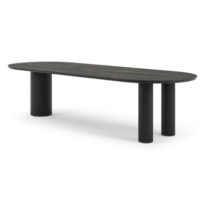 Table de jardin Organo oval en aluminium noir et céramique pleine black obsession - Lg. 300 x Lrg. 110 x Haut. 74 cm