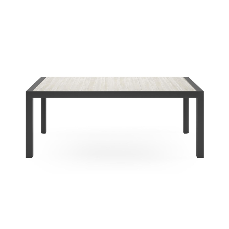 Madura tuintafel in zwart aluminium en volkeramiek grijs - L 195 x B 90 x H 74 cm