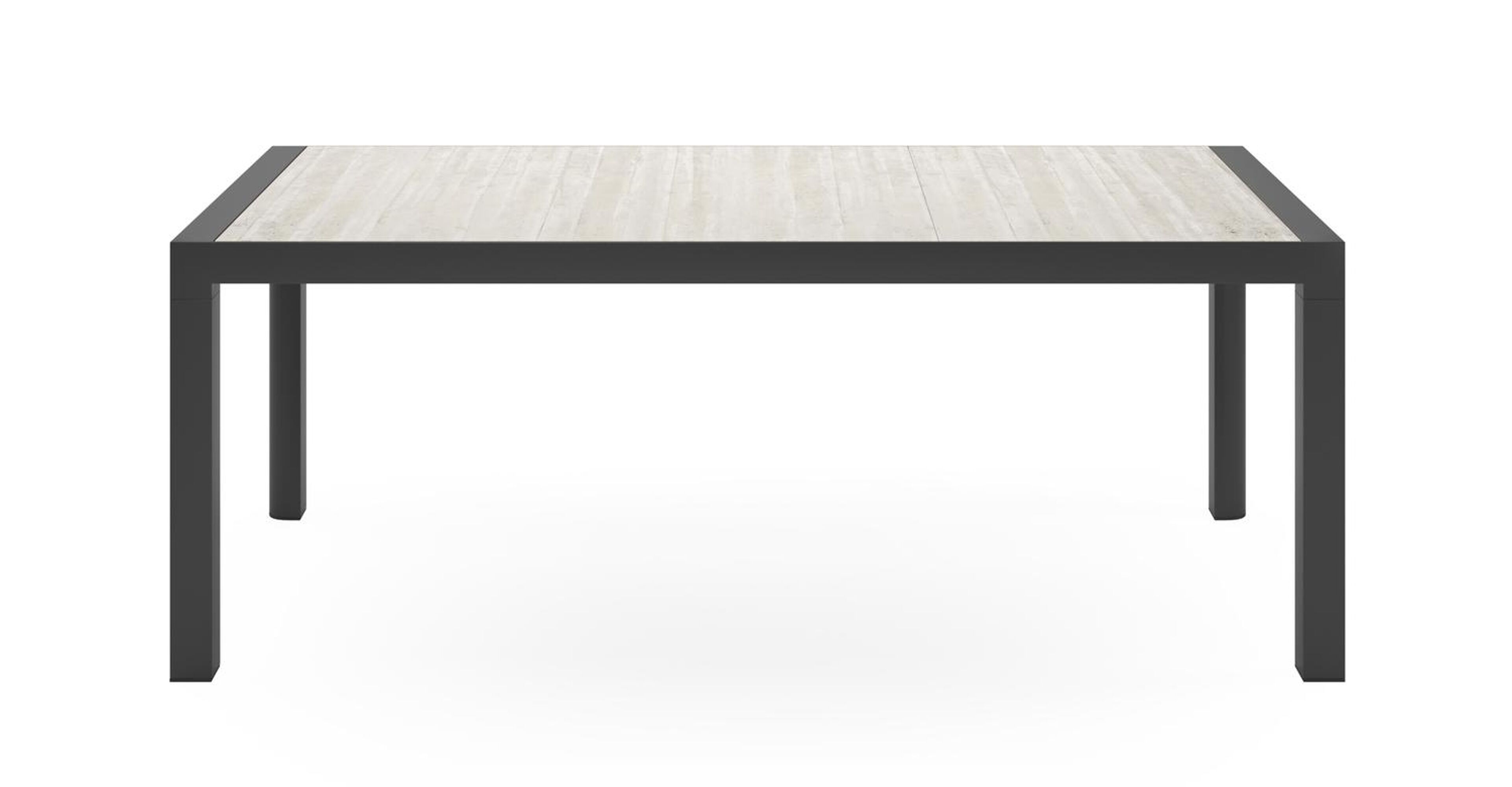 Madura tuintafel rechthoekig in zwart aluminium en volkeramiek grijs - L 195 x B 90 x H 74 cm