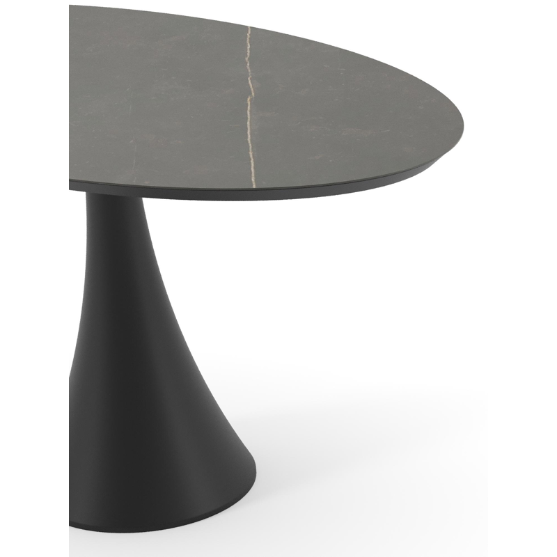 Table de jardin Fano oval en aluminium noir et céramique pleine Calatorao - Lg. 140 x Lrg. 80 x Haut. 74.5 cm