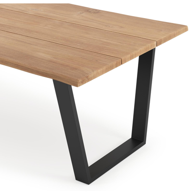 Pagino tuintafel boomstam in zwart aluminium en teak - L 240 x B 110 x H 73,5 cm