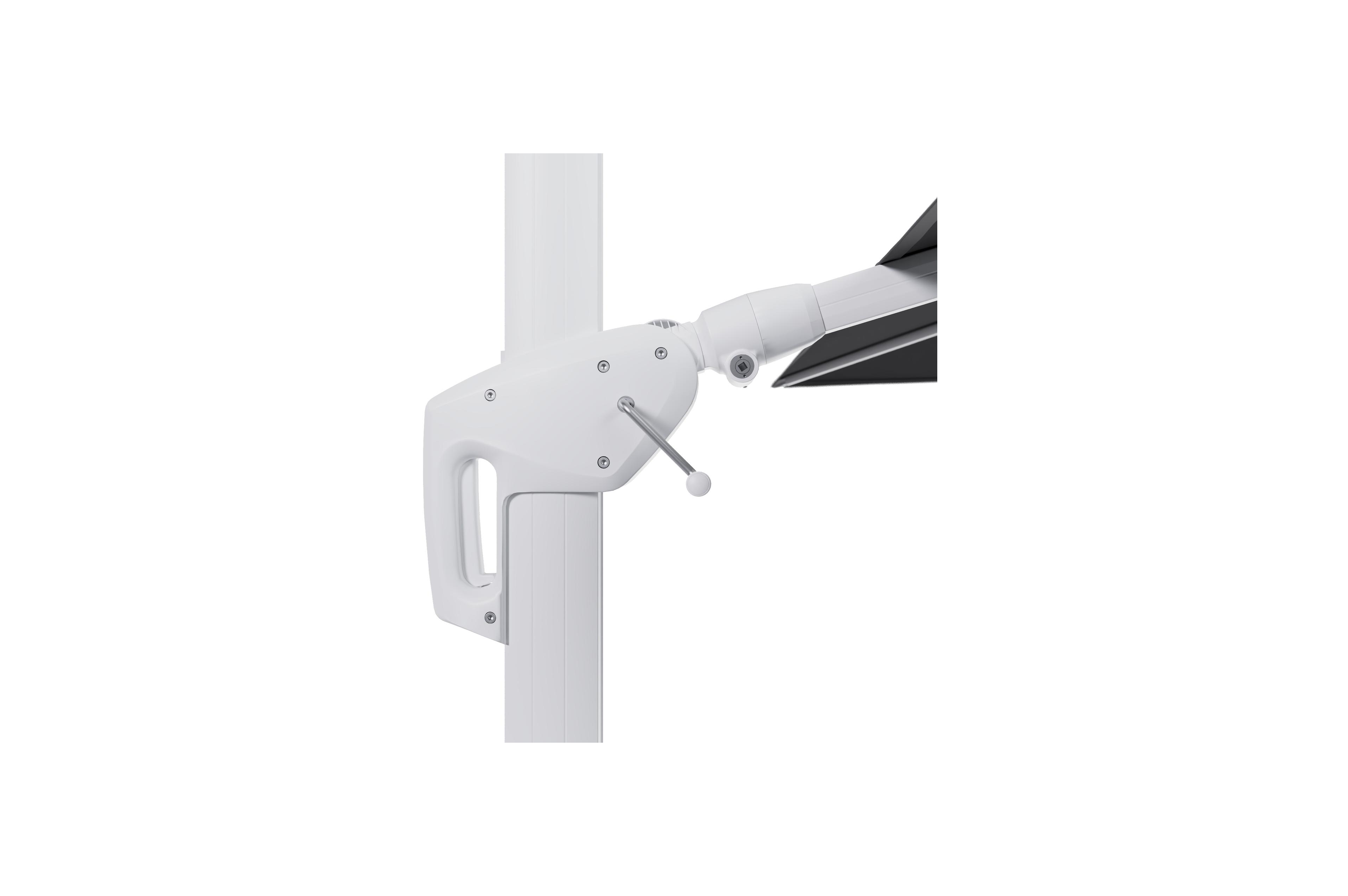 Minore zweefparasol met tiltfunctie in wit aluminium met natte charcoal chine all weather sunbrella® luxe parasoldoek - L1 350 x L2 350 cm (zonder voet)