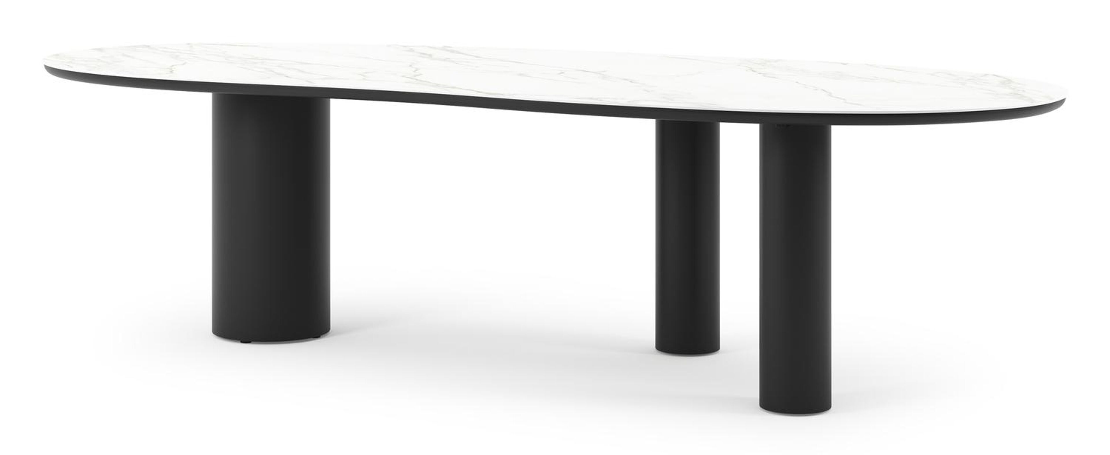 Organo tuintafel organisch in zwart aluminium en volkeramiek Calacatta - L 280 x B 120 x H 74 cm