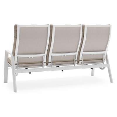 Canapé de jardin Prato en aluminium blanc avec coussin en weather+ softtouch beige