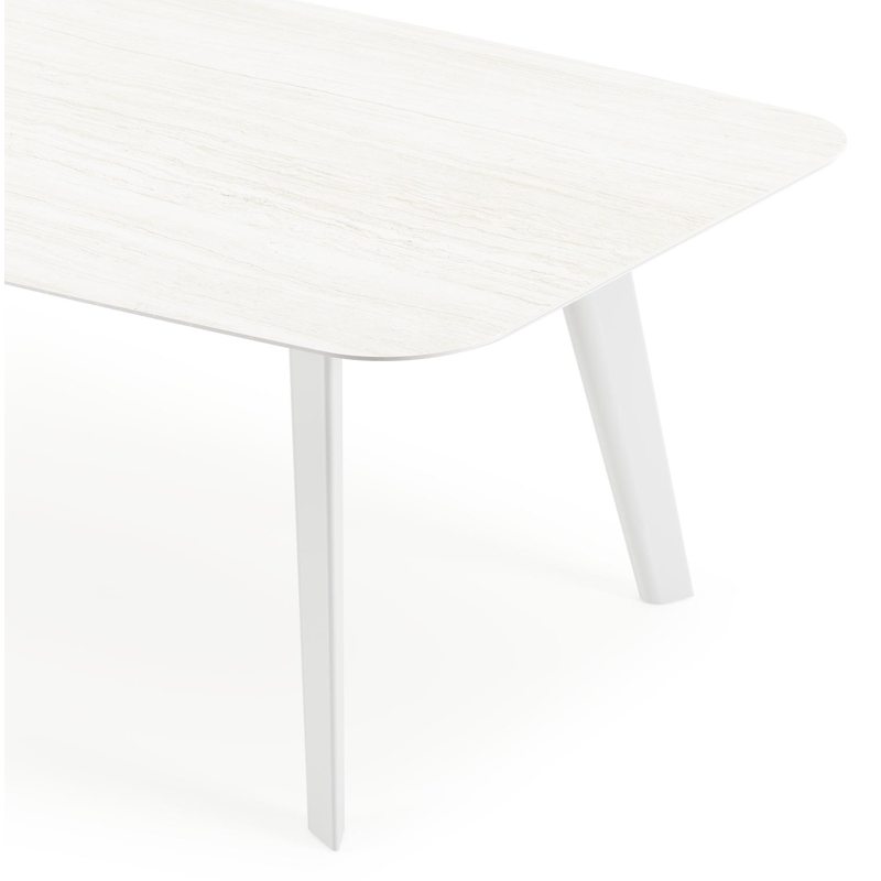 Lacrima tuintafel bootvorm in wit aluminium en volkeramiek calista - L 255 x B 115 x H 73 cm
