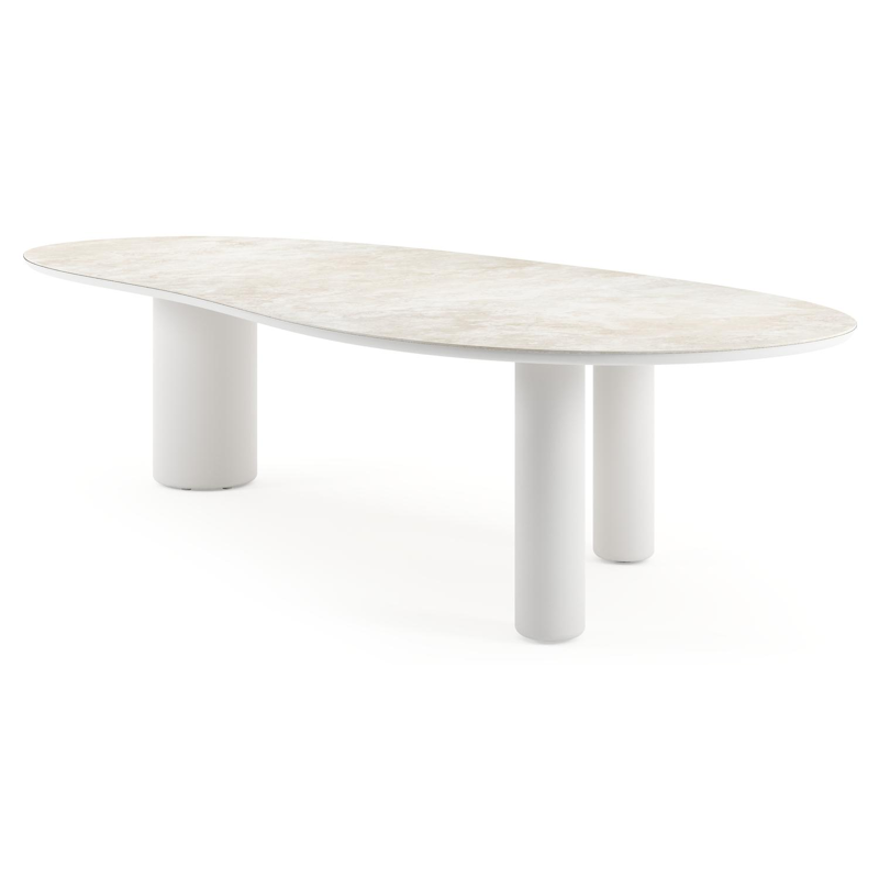 Amico tuintafel organisch in wit aluminium en volkeramiek Rapolano - L 320 x B 145 x H 73.5 cm