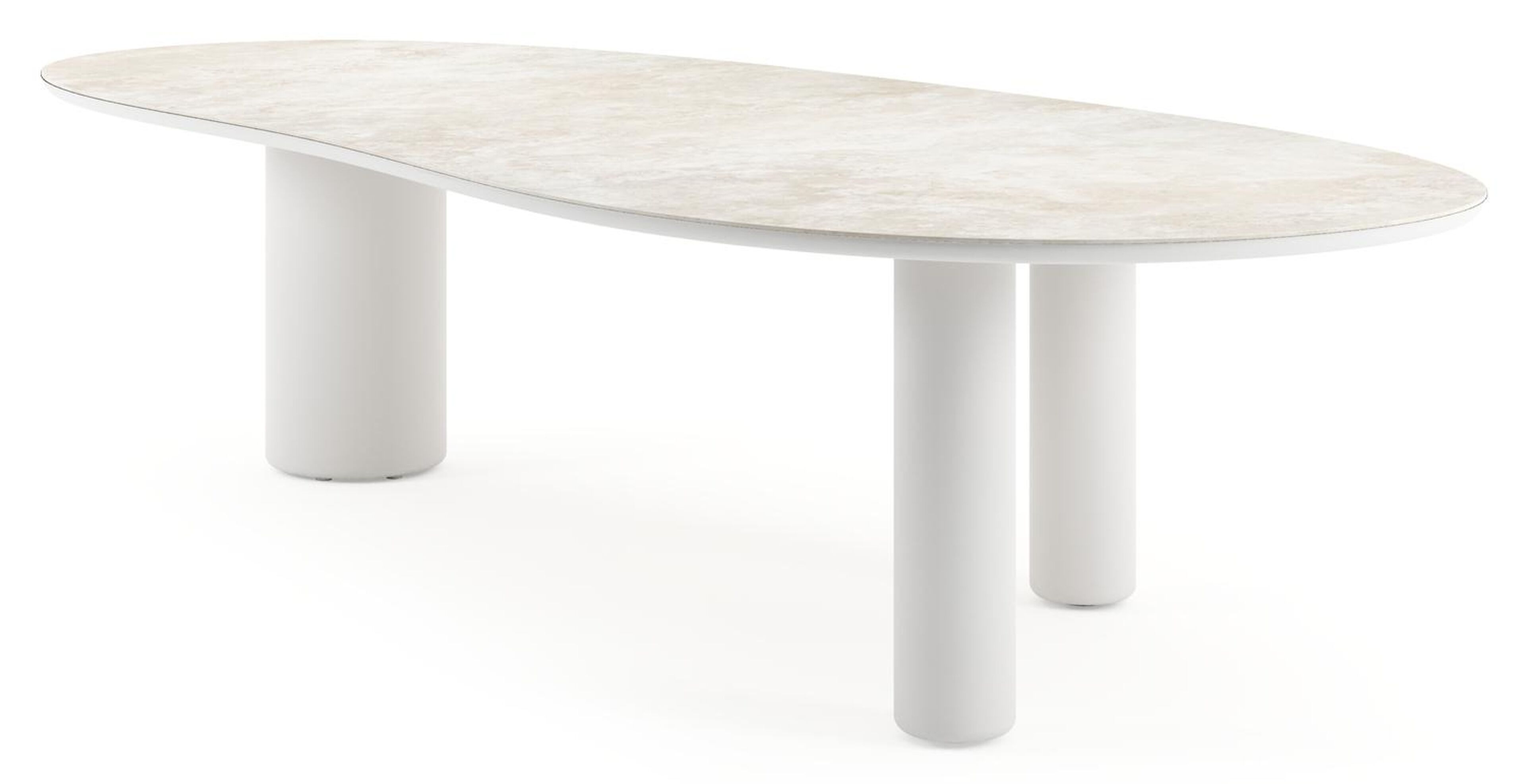 Amico tuintafel organisch in wit aluminium en volkeramiek Rapolano - L 320 x B 145 x H 73.5 cm