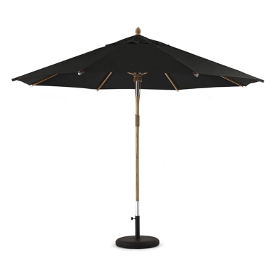 Pescara staanparasol in teak met zwart polyester parasoldoek - dia 350 cm (met voet)