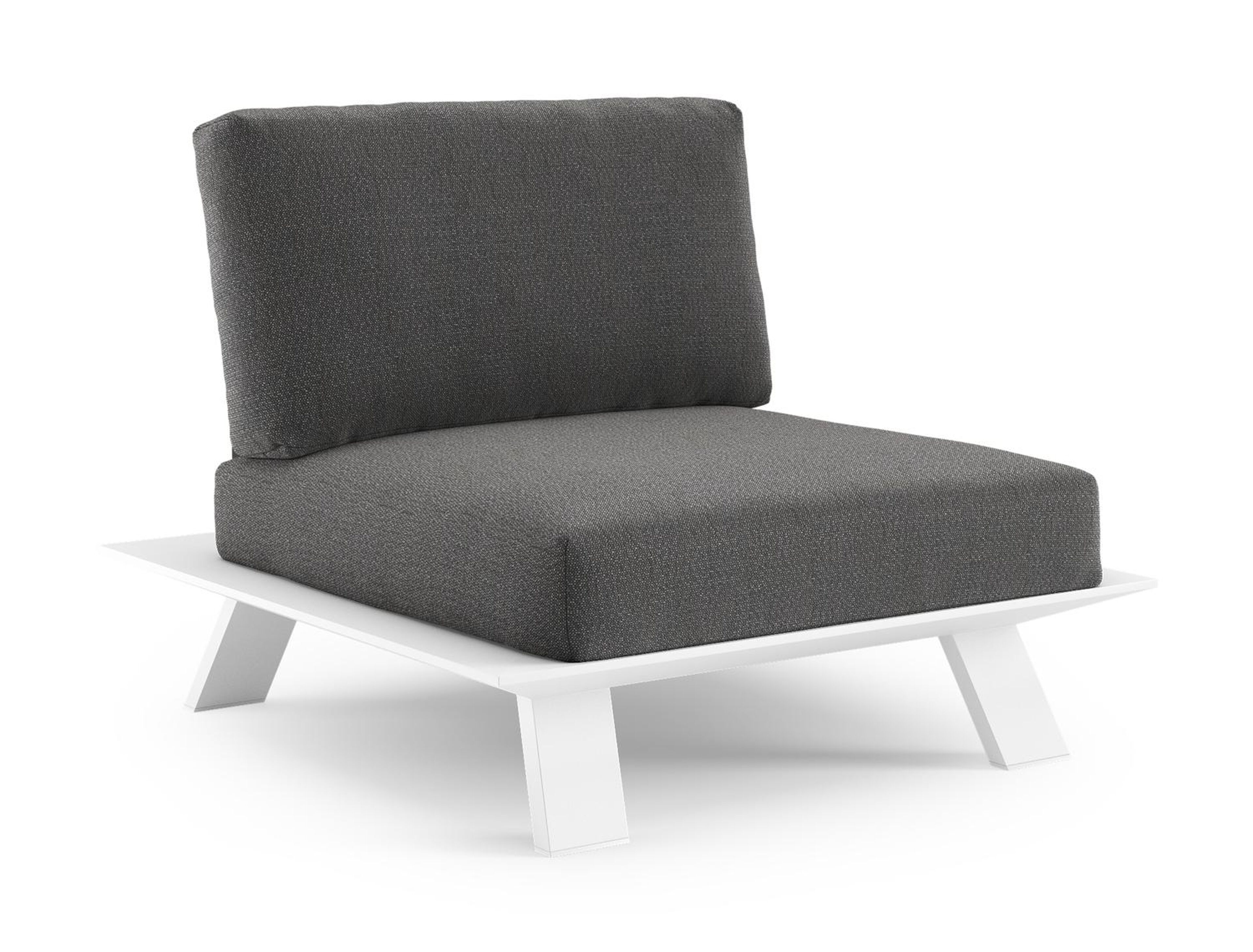 Cesano loungestoel in wit aluminium met savane tornado all weather Sunbrella® luxe kussen