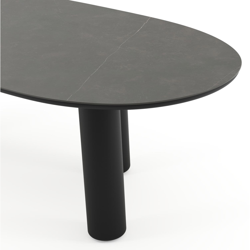 Amico tuintafel organisch in zwart aluminium en volkeramiek Calatorao - L 240 x B 110 x H 74 cm