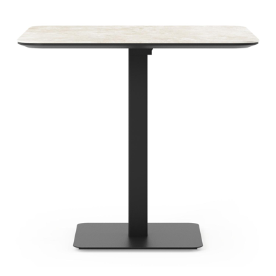 Table de jardin inclinable Fano carré arrondi en aluminium noir et céramique pleine Rapolano Lg. 80 x Lrg. 80 cm