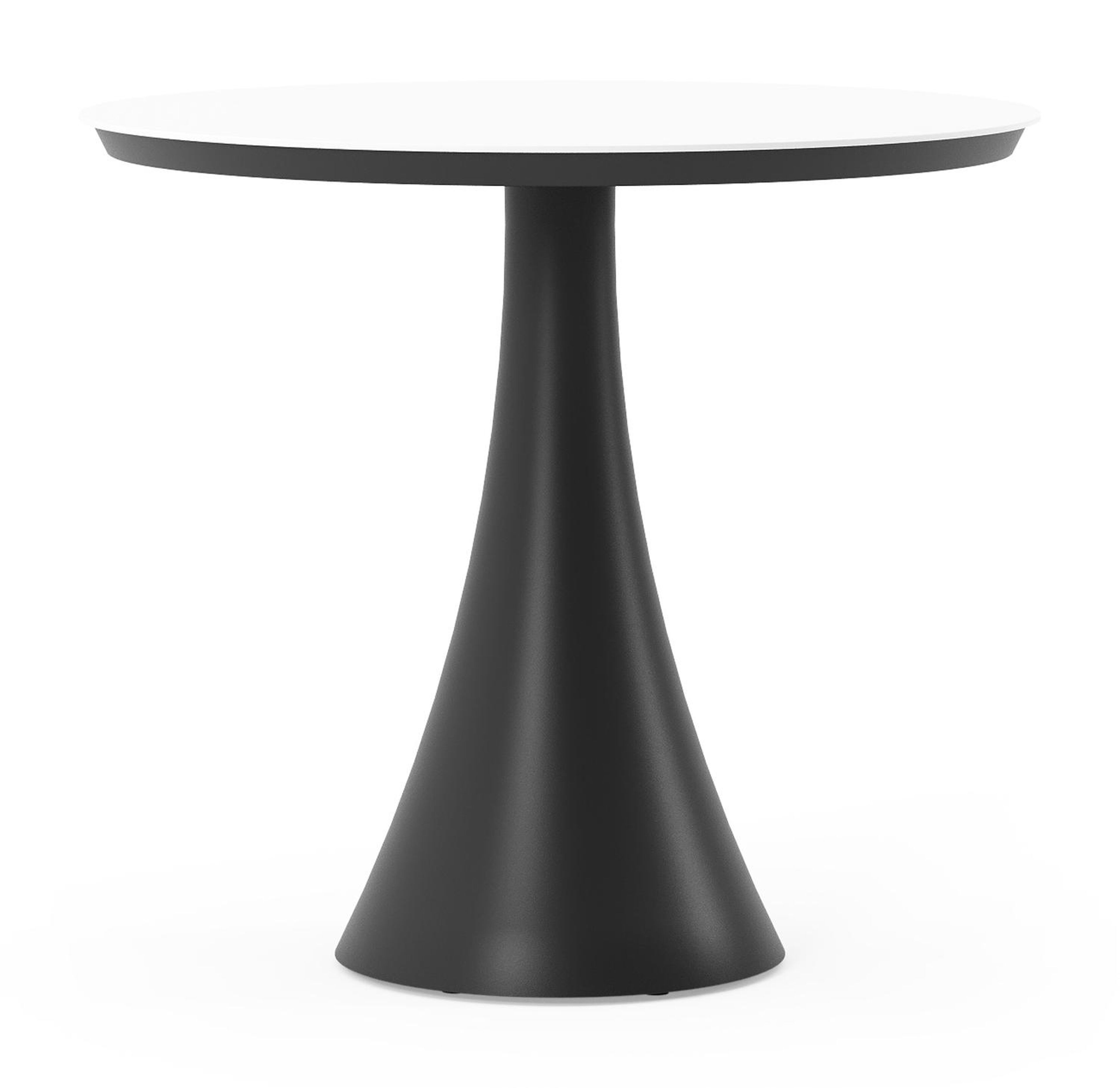 Table de jardin Fano ronde en aluminium noir et céramique pleine Arctic White - Diam. 85 x Haut. 75 cm