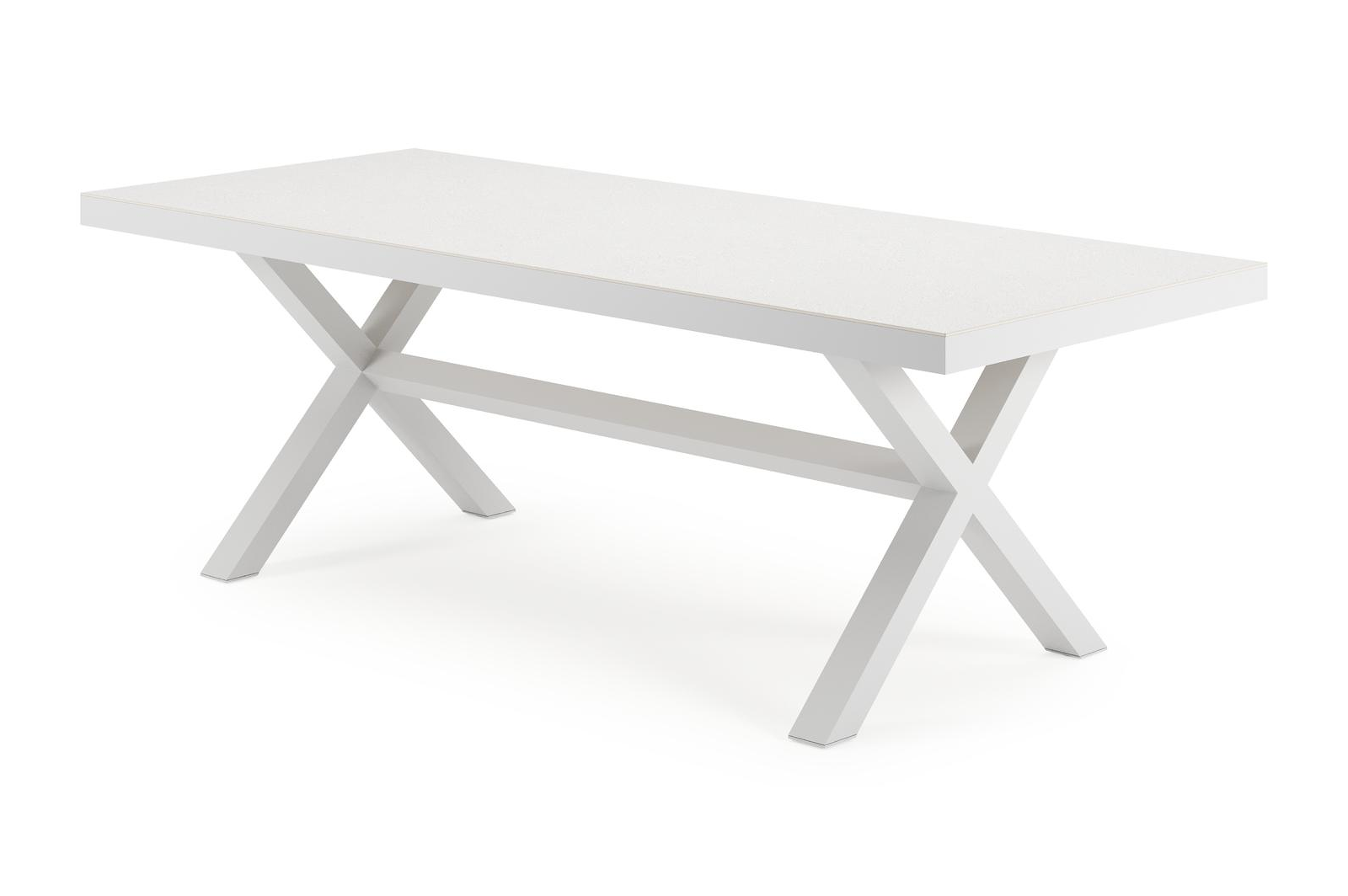 Reza tuintafel rechthoekig in wit aluminium en sintered stone Topo minerale - L 220 x B 92 x H 73.5 cm