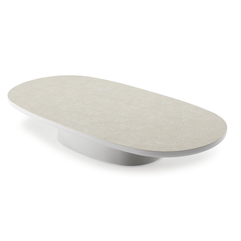 Amico loungetafel bombo in wit aluminium en volkeramiek Shilin - L 171 x B 89 x H 24 cm