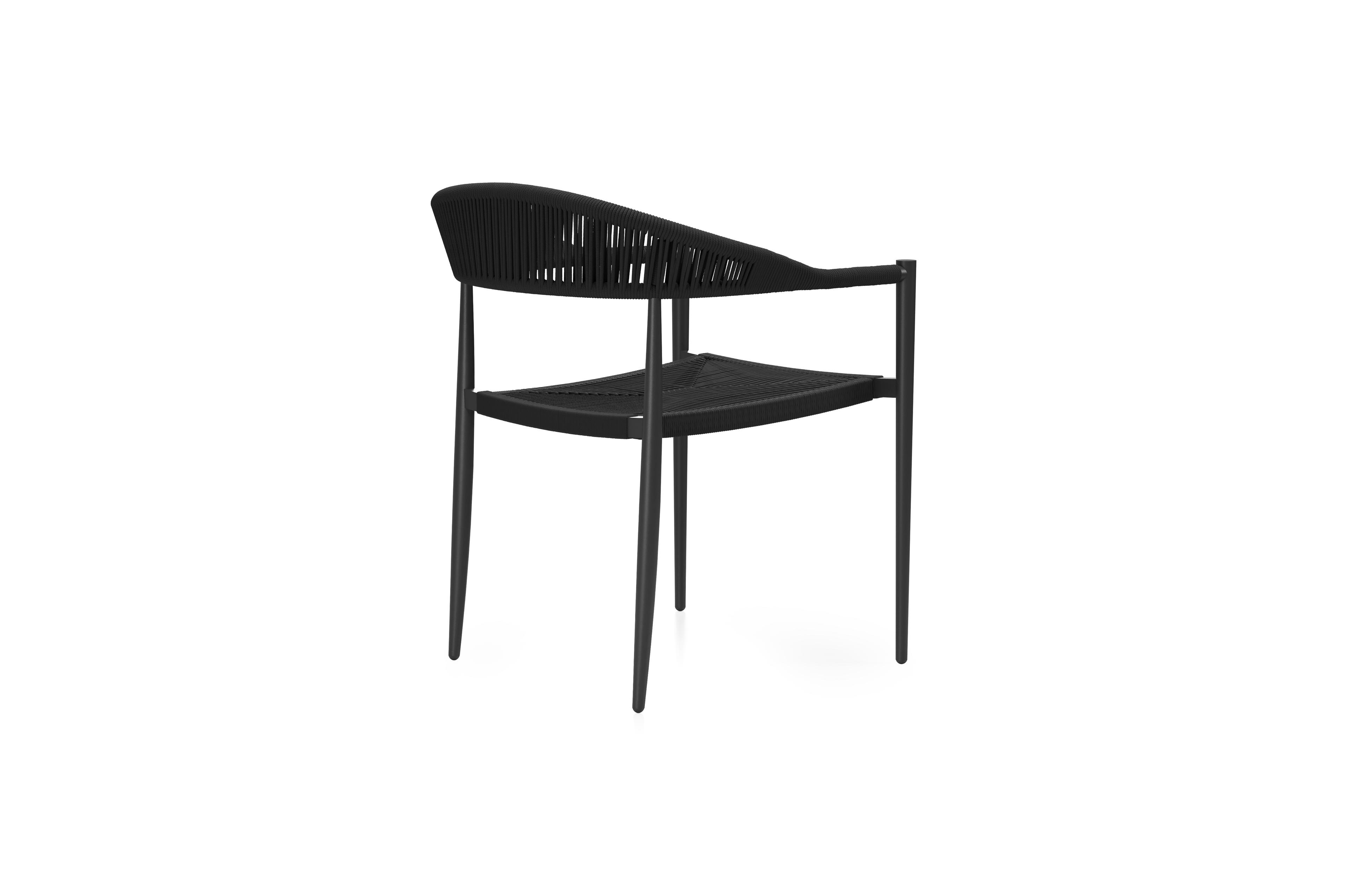 Bahia tuinset rechthoekig in zwart aluminium en sintered stone zwart met 6 Guarda tuinstoelen