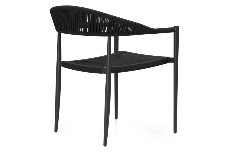 Guarda tuinstoel in zwart aluminium en zwart rope