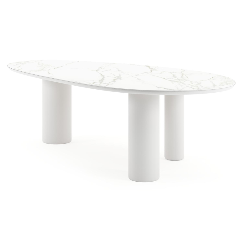 Amico tuintafel mango in wit aluminium en volkeramiek Calacatta - L 260 x B 130 x H 74 cm