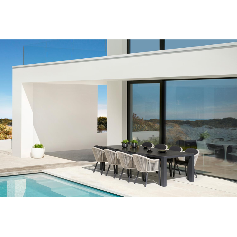 Nano tuintafel in zwart aluminium en volkeramiek calatorao - L 280 x B 110 x H 75 cm