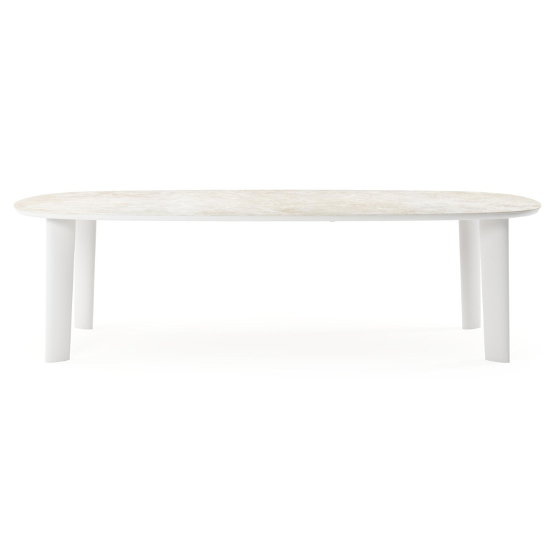 Table de jardin Amico bombo xl en aluminium blanc et céramique pleine Rapolano - Lg. 270 x Lrg. 148 x Haut. 73.5 cm