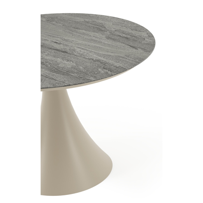 Fano tuintafel rond in beige aluminium en volkeramiek Aspen Grey - Dia. 110 x H 75 cm