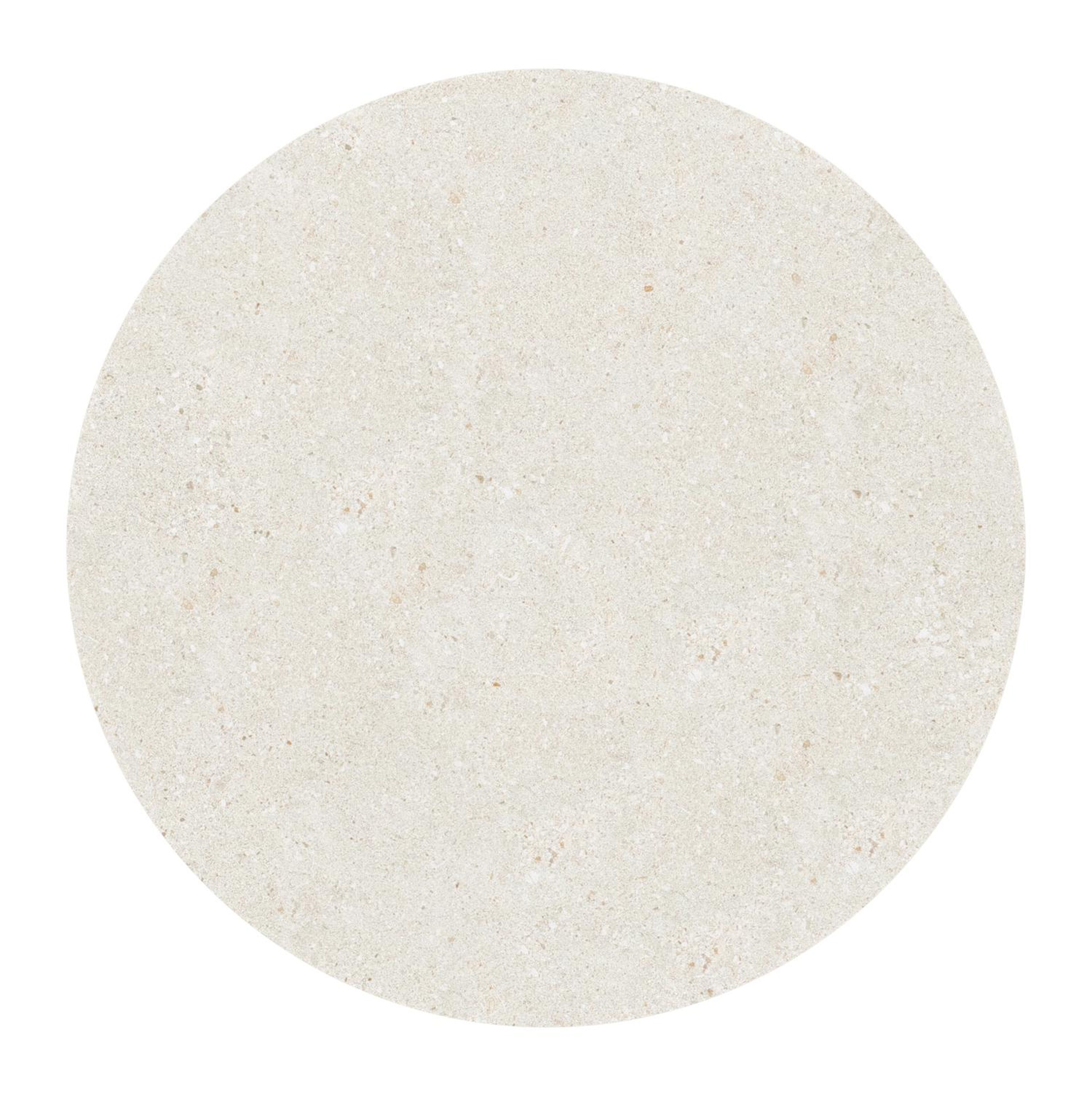 Bomero loungetafel rond in beige aluminium en volkeramiek Shilin - Dia. 84 x H 32.2 cm