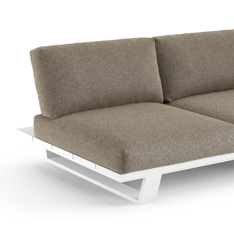 Pagino loungebank in wit aluminium met madagascar burch all weather cosytica kussen