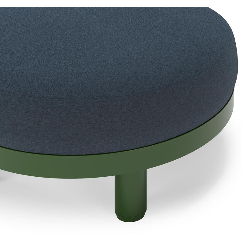 Donato lounge poef in groen aluminium met all weather sunbrella® luxe Heritage Indigo kussen