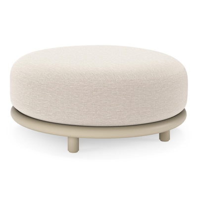 Lomano poef in beige aluminium en beige verticaal geweven luxe vlakke rope met Slow Farafra all weather sunbrellaÂ® luxe