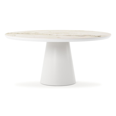 Donato tuintafel rond in wit aluminium en volkeramiek colorado dunes - Dia. 148 x H 75 cm