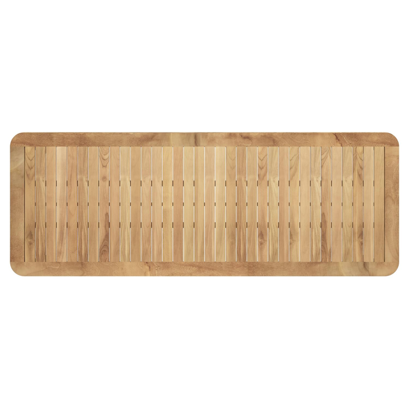 Mira tuintafel rechthoekig afgerond in beige aluminium en teak natural finish - L 270 x B 100 x H 74 cm