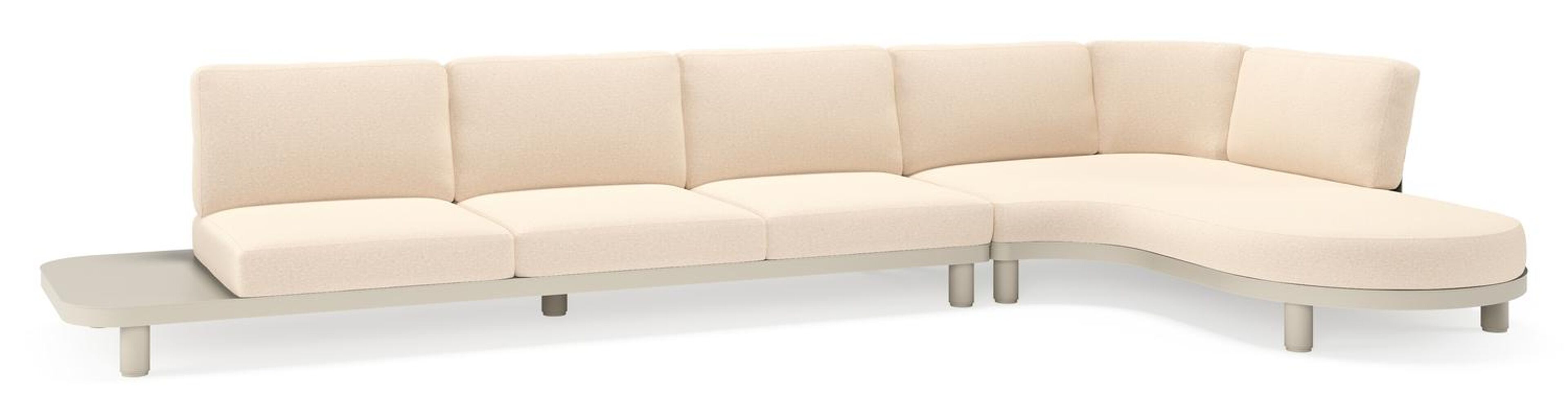 Salon de jardin d'angle Donato en aluminium beige et coussins en all weather sunbrella® luxe heritage papyrus