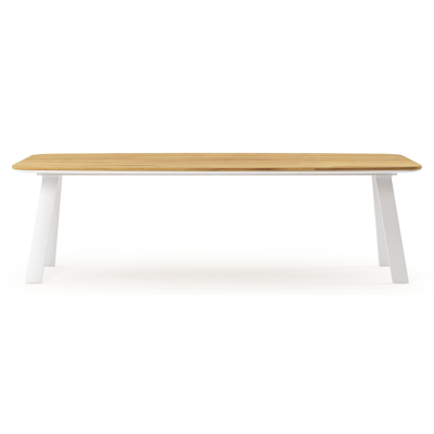 Cesano tuintafel in wit aluminium en teak - L 255 x B 115 x H 75 cm