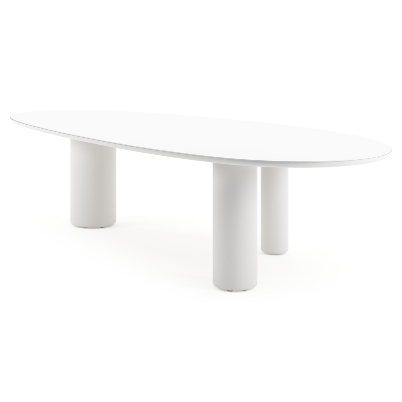 Amico tuintafel mango in wit aluminium en volkeramiek Arctic White - L 320 x B 140 x H 73.5 cm