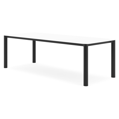 Orso tuintafel rechthoekig afgerond in zwart aluminium en volkeramiek Arctic White - L 240 x B 100 x H 73.5 cm