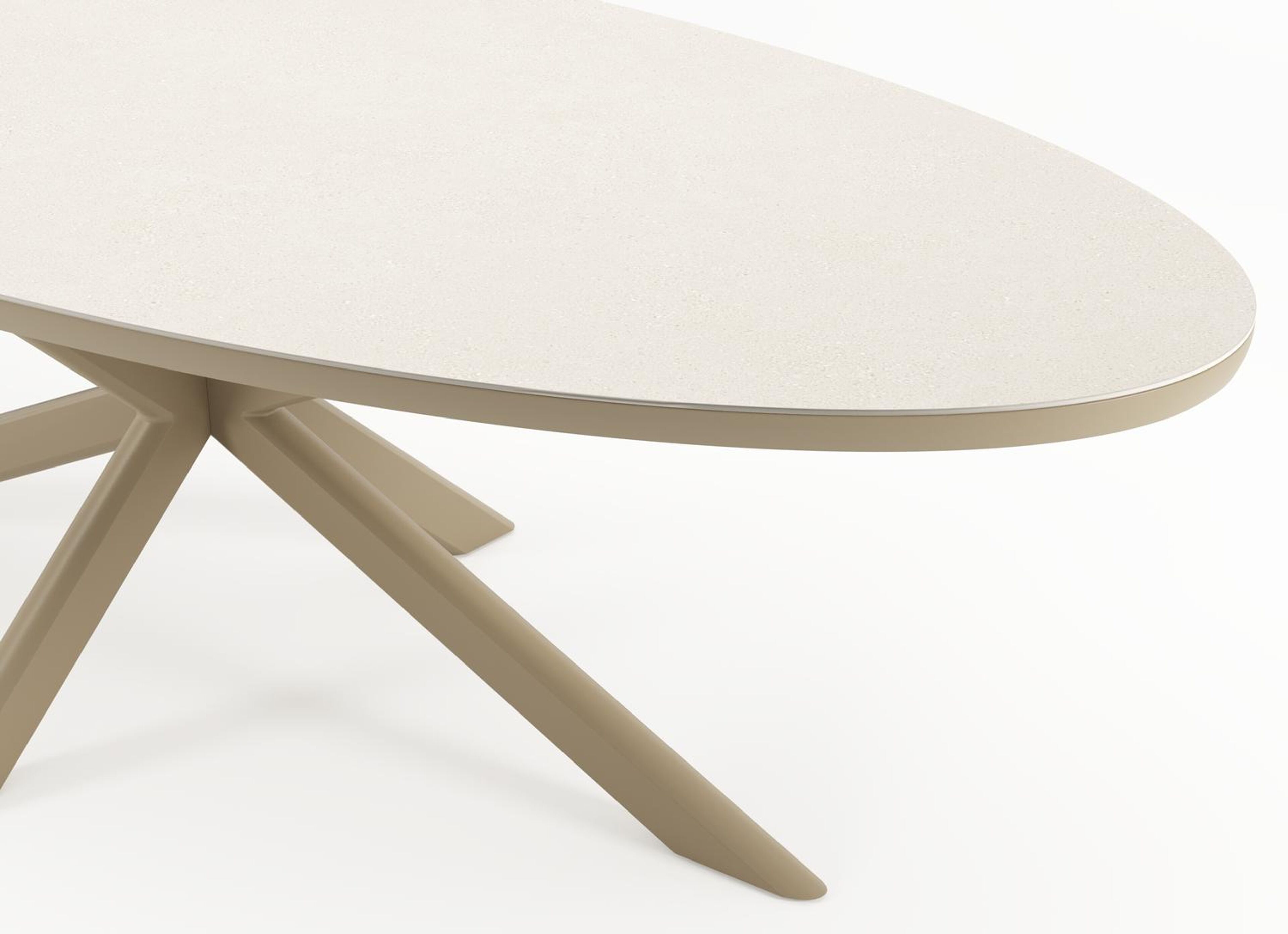Ensemble de jardin Pamplona en aluminium beige et sintered stone crema minerale avec 6 chaises de jardin empilable Matera