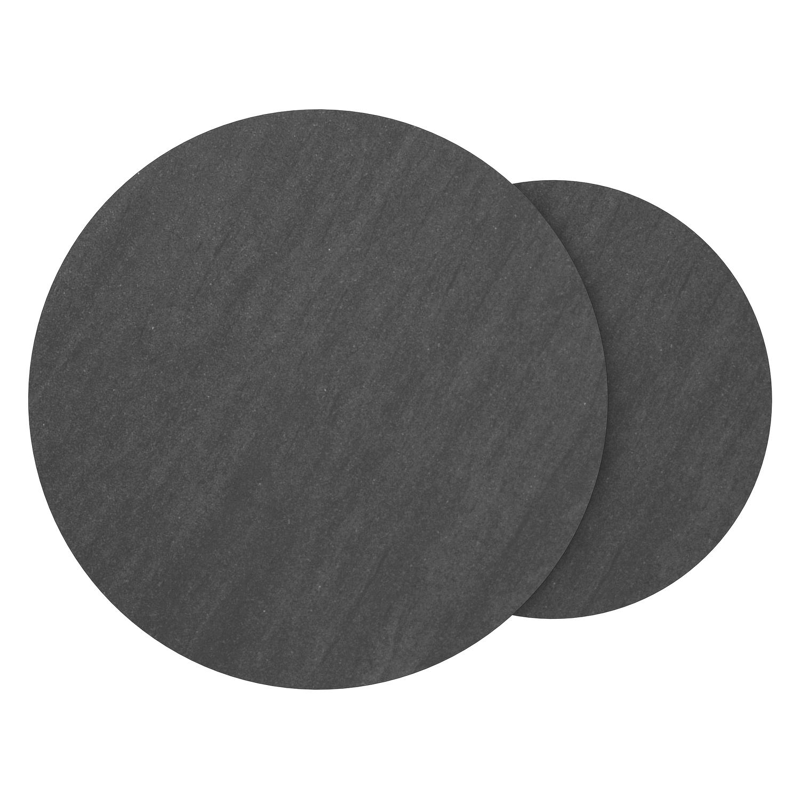 Fano set van 2 loungetafels rond in beige aluminium en volkeramiek Basalt Black - Dia. 85 x H 35 cm