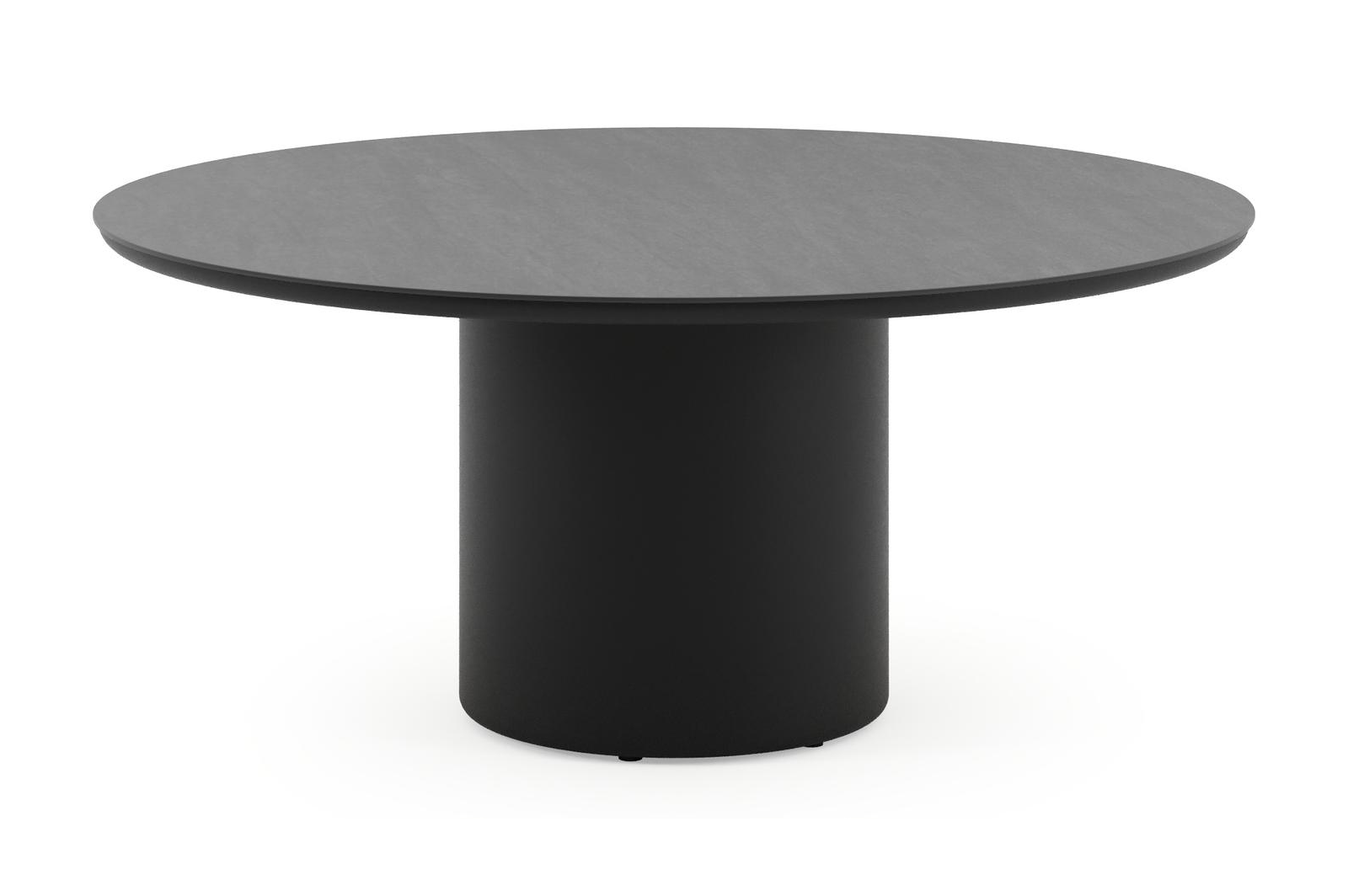 Amico low dining tuintafel rond in zwart aluminium en volkeramiek Basalt Black - Dia. 148 x H 61 cm