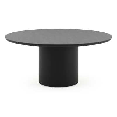 Amico low dining tuintafel rond in zwart aluminium en volkeramiek Basalt Black - Dia. 148 x H 61 cm