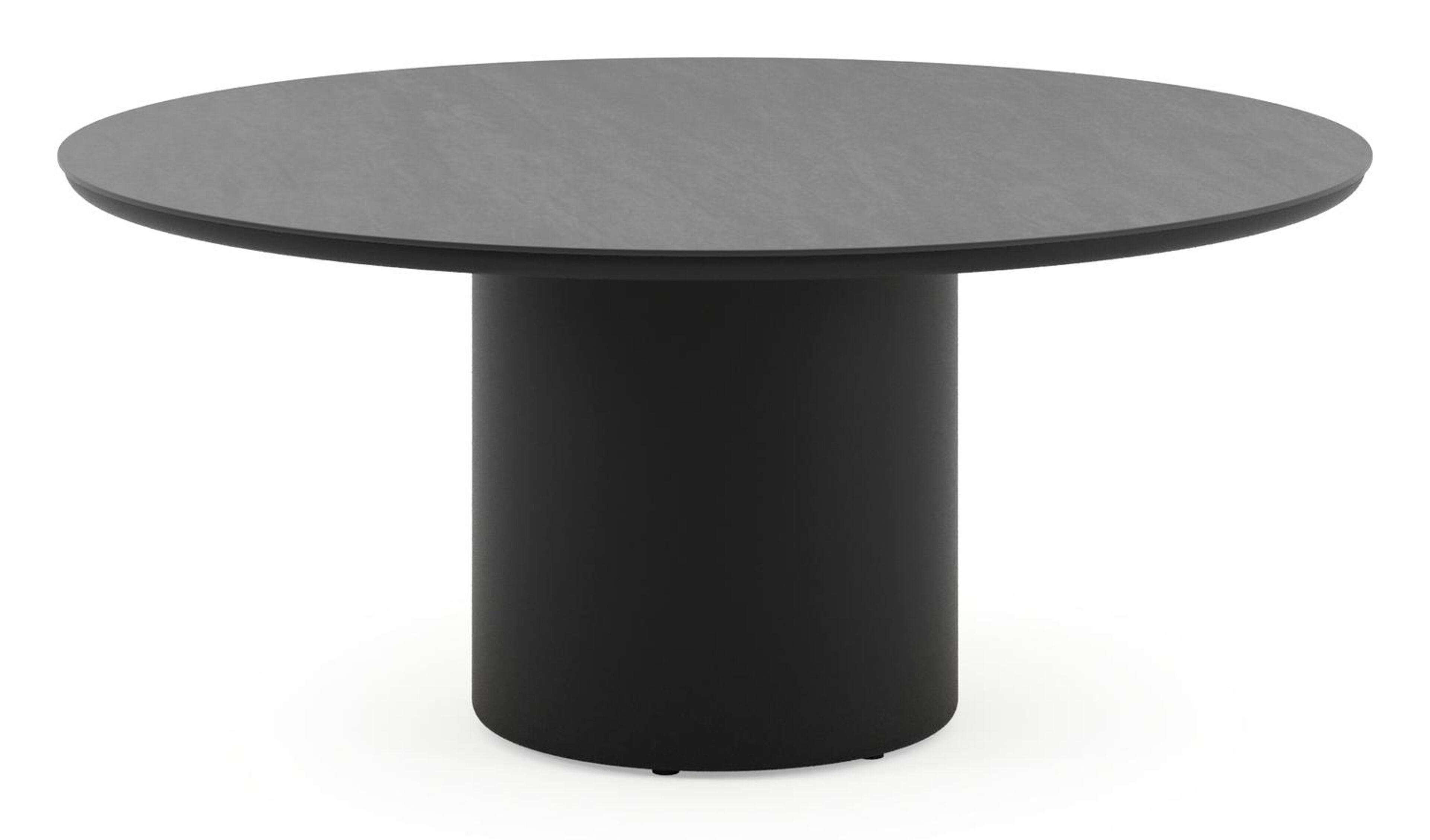 Amico low dining tuintafel rond in zwart aluminium en volkeramiek Basalt Black - Dia. 148 x H 61 cm