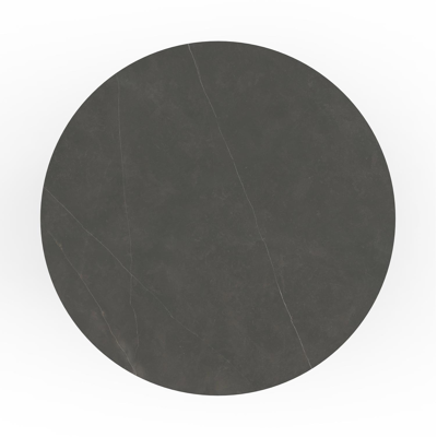 Nano tuintafel in zwart aluminium en volkeramiek calatorao - Dia. 130 x H 71 cm