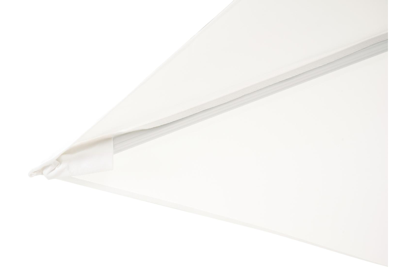 Avola zweefparasol met tiltfunctie in wit aluminium met wit weather+ softtouch parasoldoek - L1: 300 x L2: 300 cm (met voet)