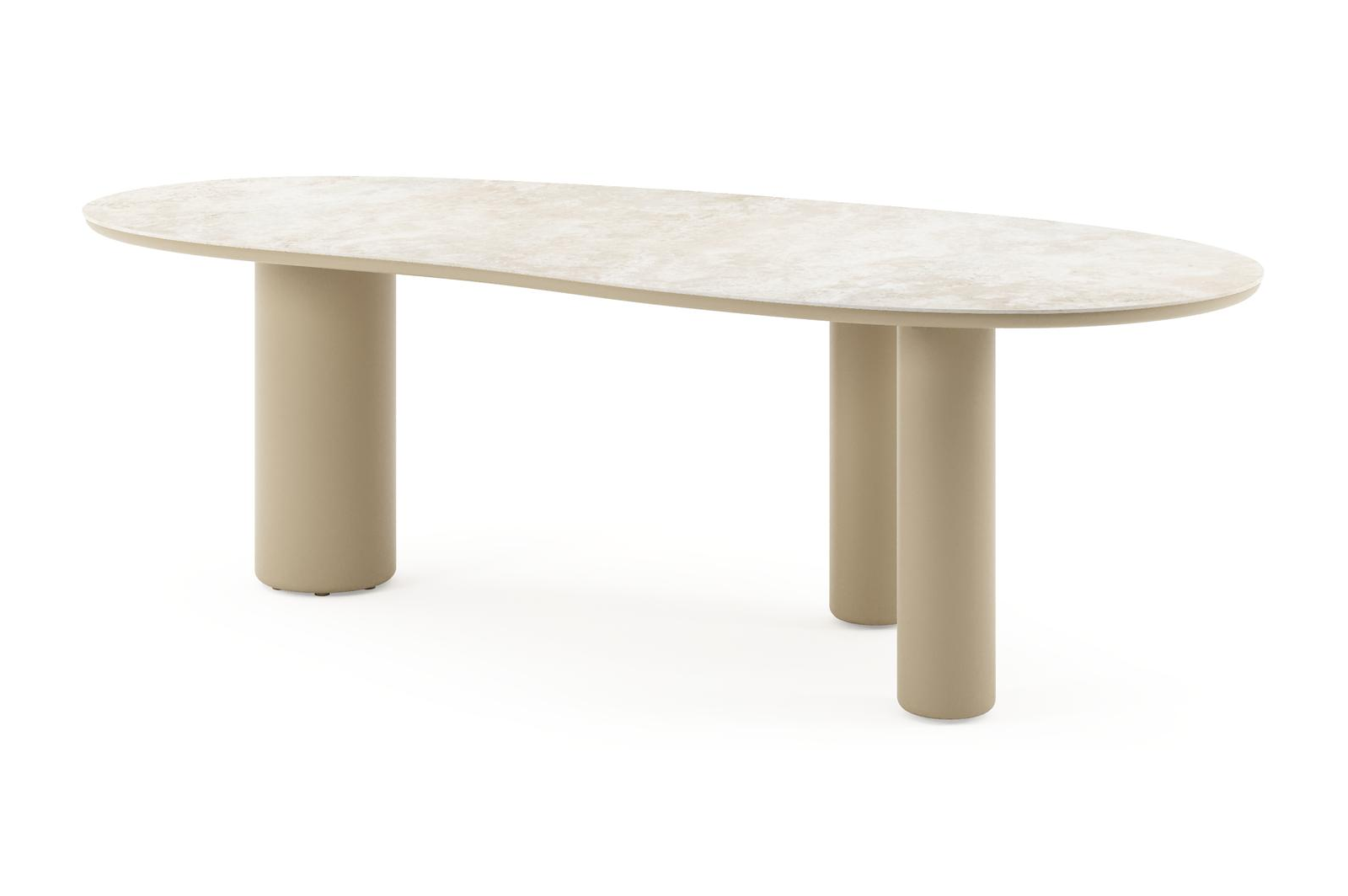 Table de jardin Amico organique en aluminium beige et céramique pleine Rapolano - Lg. 240 x Lrg. 110 x Haut. 73.5 cm