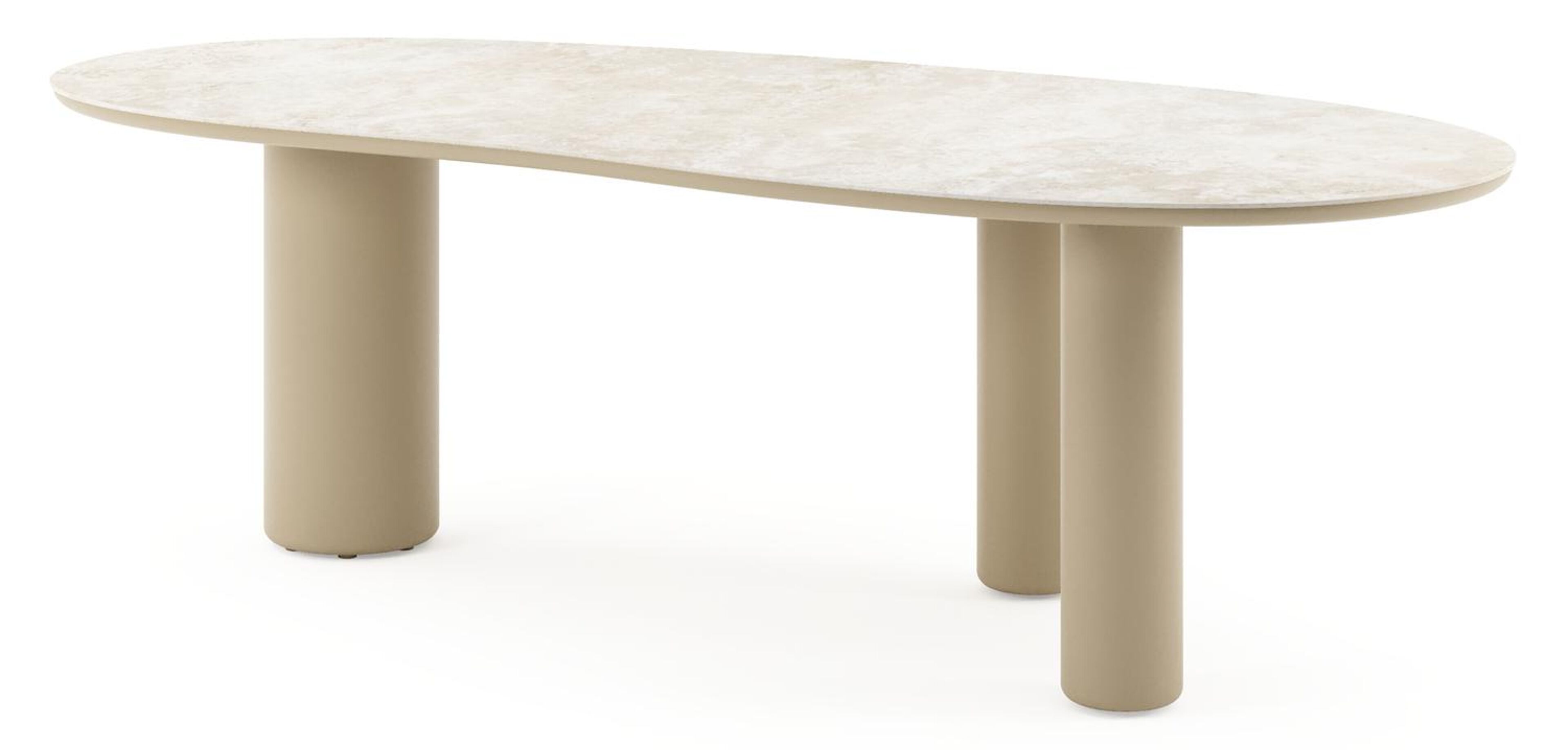 Amico tuintafel organisch in beige aluminium en volkeramiek Rapolano - L 240 x B 110 x H 73.5 cm