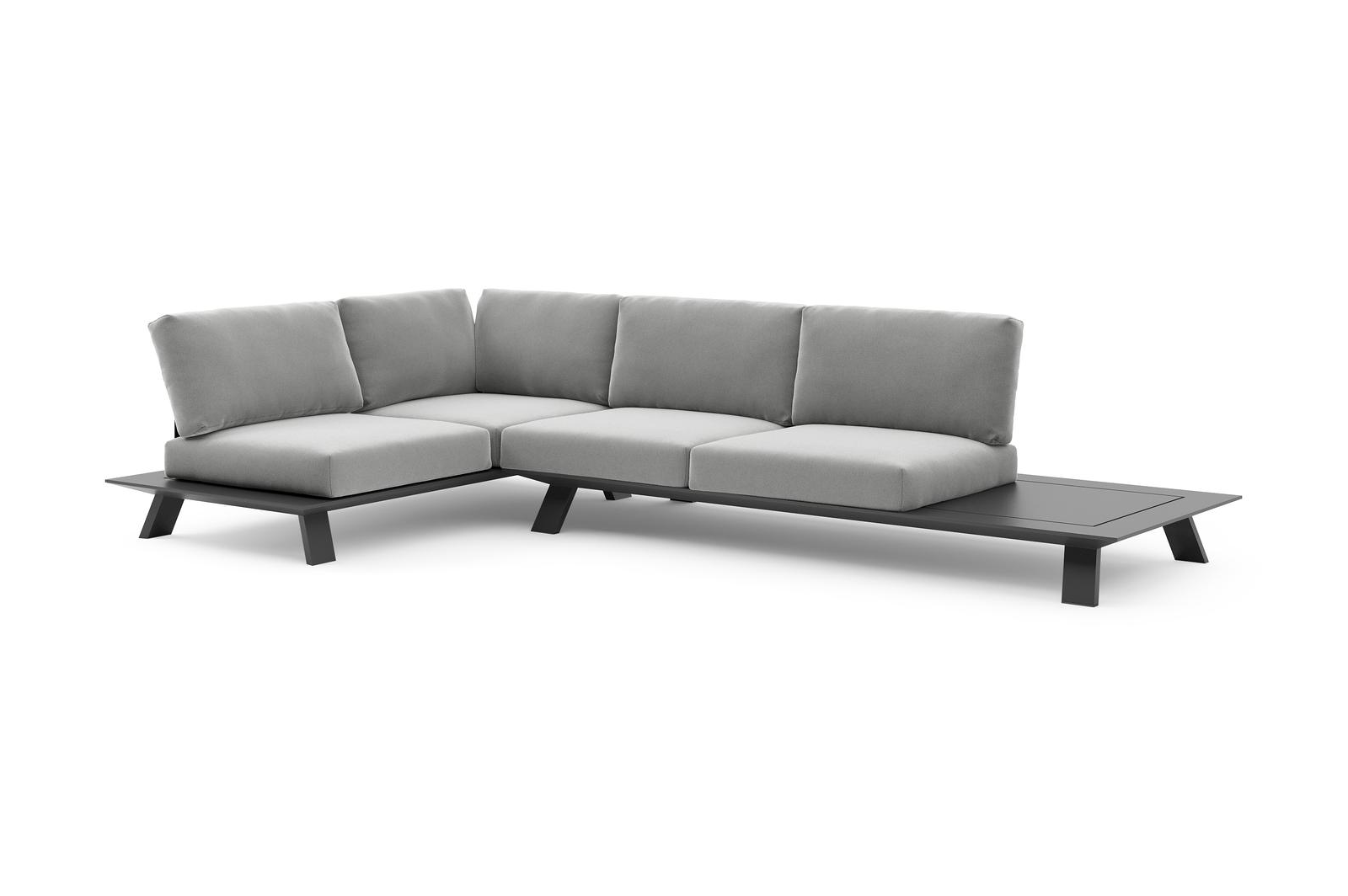 Cesano loungehoek in zwart aluminium met savane grey all weather Sunbrella® luxe kussen