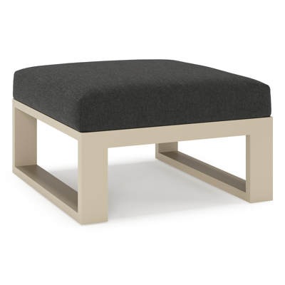 Verato poef in beige aluminium met chartres sooty all weather sunbrella® luxe kussen