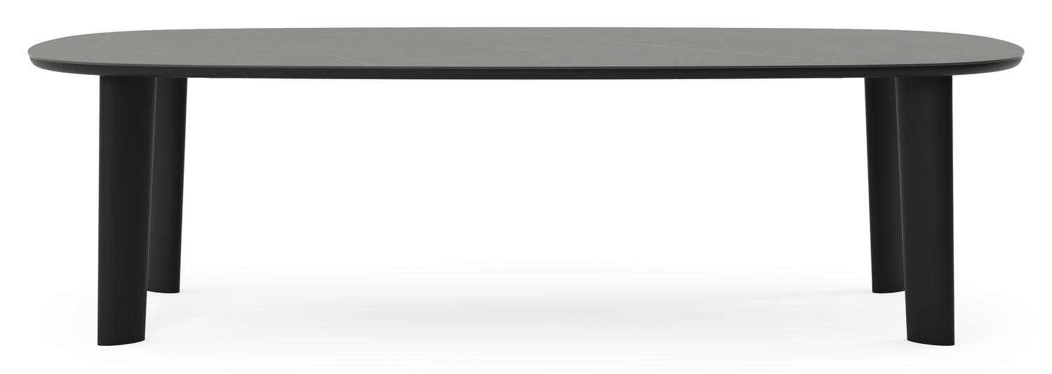 Table de jardin Amico bombo en aluminium noir et céramique pleine Calatorao - Lg. 270 x Lrg. 125 x Haut. 73.5 cm